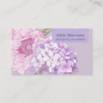 modern floral peony flower business card