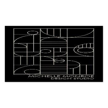 Small Modern Geometric Art Deco Gray/black Designer Business Card Front View