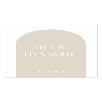 Small Modern Geometric Cream Blush  Interior Design Business Card Front View