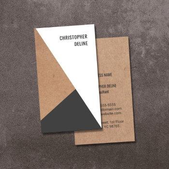 modern geometric kraftpaper grey white consultant business card