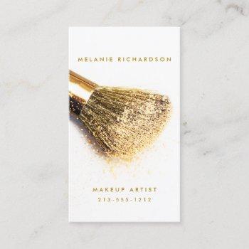 modern gold brush makeup artist business card
