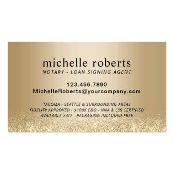 Small Modern Gold Drips Notary Loan Signing Agent Business Card Back View