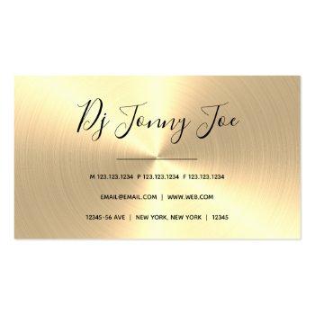 Small Modern Gold Faux Dj Controller Business Card Back View