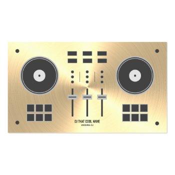 Small Modern Gold Faux Dj Controller Business Card Front View