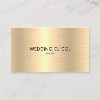 modern gold faux wedding dj company business card