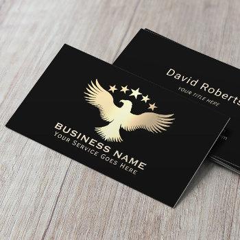 modern gold stars bald eagle professional black business card