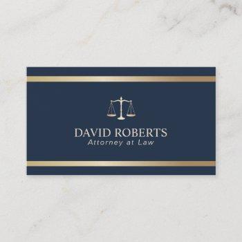 modern gold stripe navy blue lawyer attorney business card
