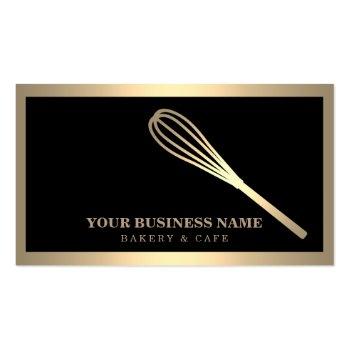 Small Modern Gold Whisk Bakery Business Card Front View