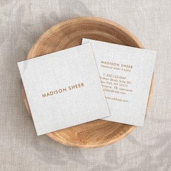 modern gray linen, minimalist professional square business card