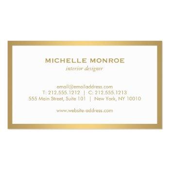 Small Modern Greek Key Logo Gold/navy Blue Bordered Business Card Back View