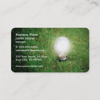 modern green energy light bulb grass business card