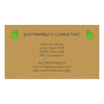 Small Modern Green Leaf Logo Sustainability Consultant Business Card Back View