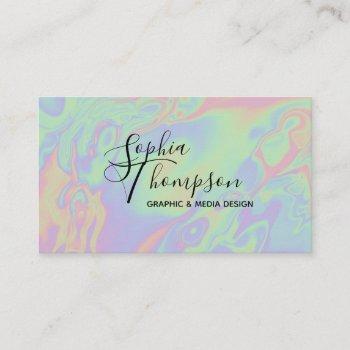 modern holographic style rainbow pastel business card