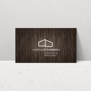 modern home logo ii brown wood business card