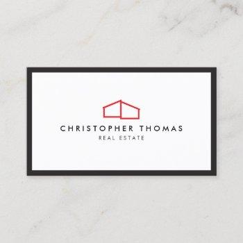 modern home logo in red for real estate, realtor business card