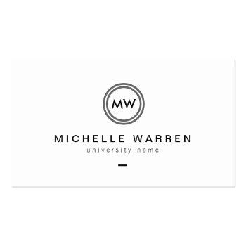 Small Modern Initials I Graduate Student Business Card Front View