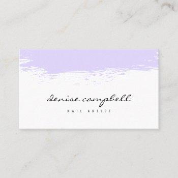 modern lavender brushstroke white minimalist business card