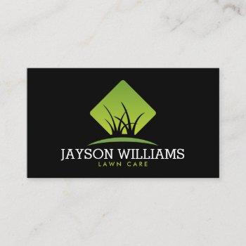 modern lawn care/landscaping grass logo black business card