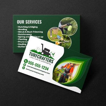 modern lawn care landscaping mowing service business card