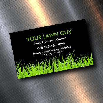 modern lawn service simple business card magnet