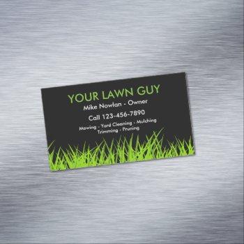 modern lawn service simple business card magnet