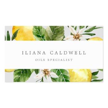 Small Modern Lemon Garden | Gray Business Card Front View