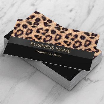 modern leopard print jewelry designer business card