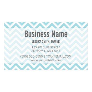 Small Modern Light Blue And White Chevron Pattern Business Card Front View