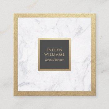 modern luxe gold & marble dark grey event planner square business card