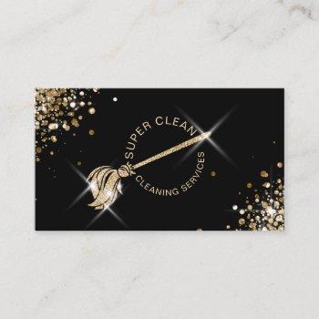 modern maid cleaning housekeeping services sparkle business card