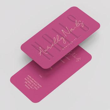 modern manicurist nail tech appointment pink gold business card
