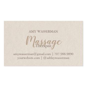 Small Modern Massage Therapist Script Lotus Flower Business Card Back View