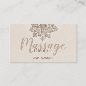 modern massage therapist script lotus flower business card