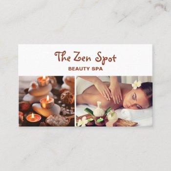 modern massage therapist zen stones beauty spa business card