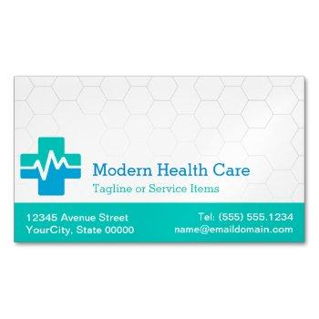 modern medical health care - white green blue business card magnet
