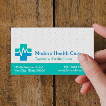 modern medical health care - white green blue business card magnet