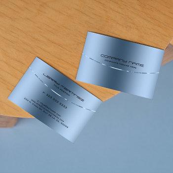 modern metallic blue stainless steel look business card