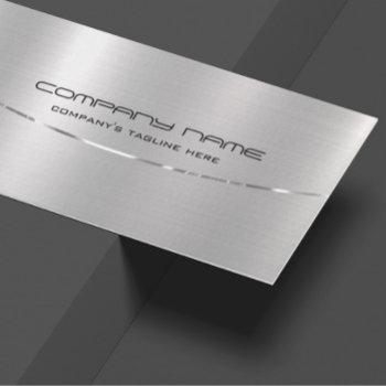 modern metallic silver brushed aluminum look business card