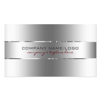 Small Modern Metallic Silver Design Stainless Steel Look Business Card Front View