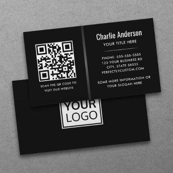 modern minimal black gray gradient divider logo qr business card
