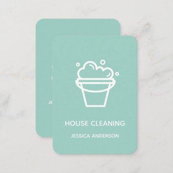 modern minimal bucket logo house cleaning maid business card