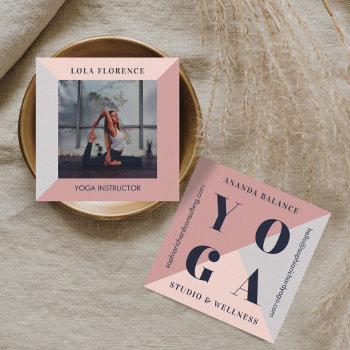 modern minimal geometrical bold yoga studio photo square business card