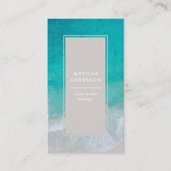 modern minimal ocean beach typography chic business card