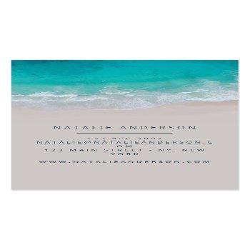 Small Modern Minimal Ocean Beach Typography Chic Business Card Back View
