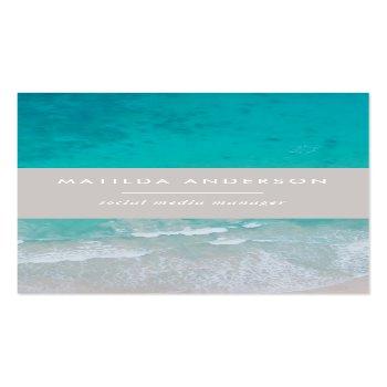 Small Modern Minimal Ocean Beach Typography Chic Business Card Front View