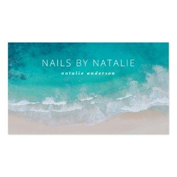 Small Modern Minimal Ocean Beach Typography Chic Business Card Front View