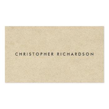 Small Modern & Minimal On Tan Cardboard Business Card Front View