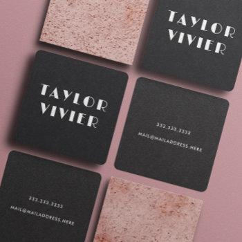 modern minimal typography solid black paper square business card