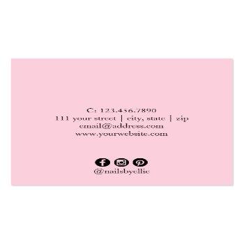 Small Modern Minimal White Marble & Pink Nails Square Business Card Back View