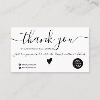 modern minimalist black and white order thank you business card